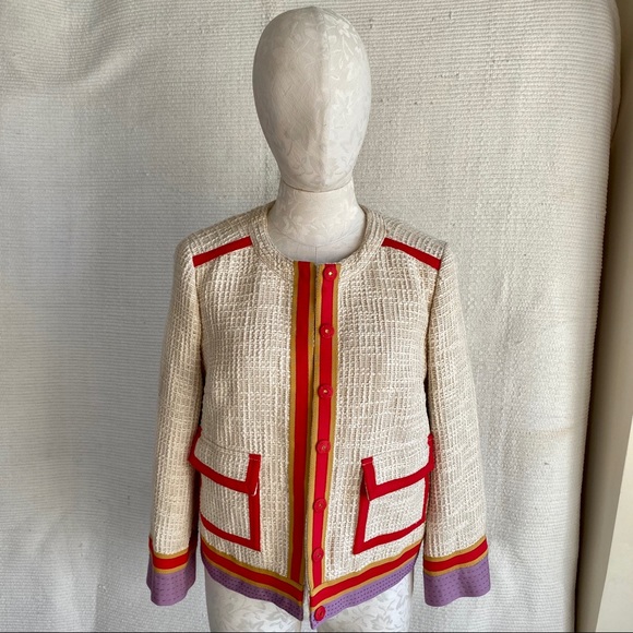 Tory Burch Chanel-Style Runway Tweed Piped Jacket - Picture 8 of 8